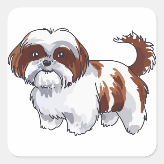 Shih Tzu Dog Vierkante Sticker (Voorkant)