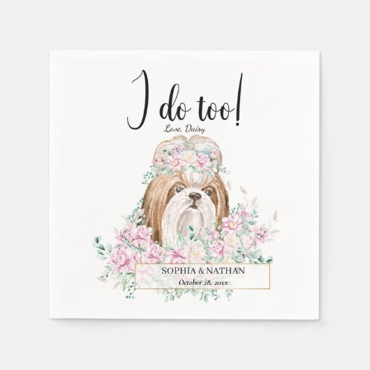 Shih Tzu Dog Wedding Cocktail Napkins Servet (Voorkant)