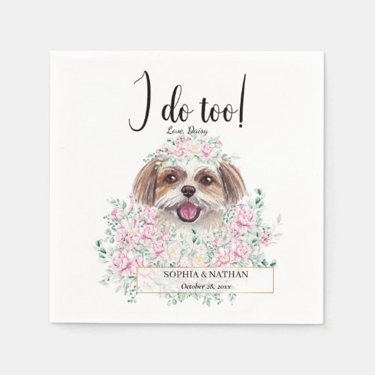 Shih Tzu Dog Wedding Cocktail Napkins Servet (Voorkant)