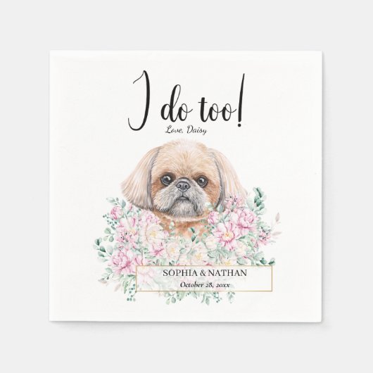 Shih Tzu Dog Wedding Cocktail Napkins Servet (Voorkant)