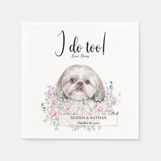 Shih Tzu Dog Wedding Cocktail Napkins Servet (Voorkant)