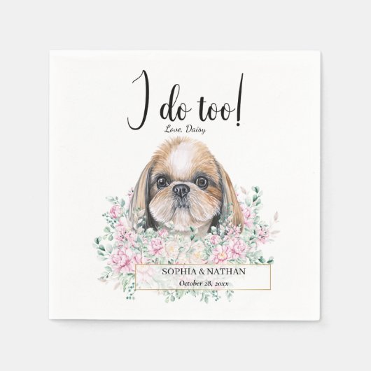 Shih Tzu Dog Wedding Cocktail Napkins Servet (Voorkant)
