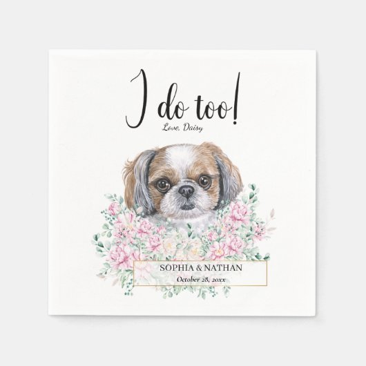 Shih Tzu Dog Wedding Cocktail Napkins Servet (Voorkant)