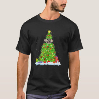 Shih Tzu Dog Xmas Lighting Tree Funny Shih Tzu Chr T-shirt