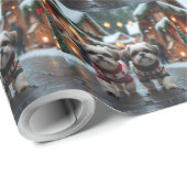 Shih Tzu Dogs Christmas Snow Holiday Cadeaupapier (Rol Hoek)