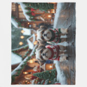 Shih Tzu Dogs Christmas Snow Holiday Fleece Deken (Voorkant)