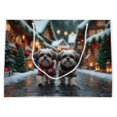 Shih Tzu Dogs Christmas Snow Holiday Groot Cadeauzakje (Voorkant)