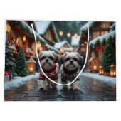 Shih Tzu Dogs Christmas Snow Holiday Groot Cadeauzakje (Achterkant)