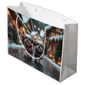 Shih Tzu Dogs Christmas Snow Holiday Groot Cadeauzakje (Achterkant Gekanteld)