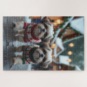 Shih Tzu Dogs Christmas Snow Holiday Legpuzzel (Horizontaal)