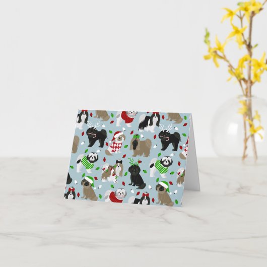 Shih Tzu Dogs-kerstkaart Kaart (Gele Bloem)