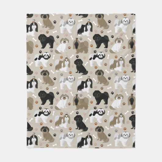 Shih Tzu Dogs Paws and Botten Fleece Blanket Deken (Voorkant)