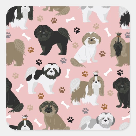 Shih Tzu Dogs Paws and Botten Square Sticker (Voorkant)