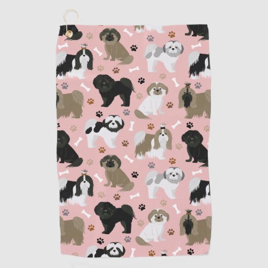 Shih Tzu Dogs Paws en Botten Golf Towel Golfhanddoek (Voorkant)
