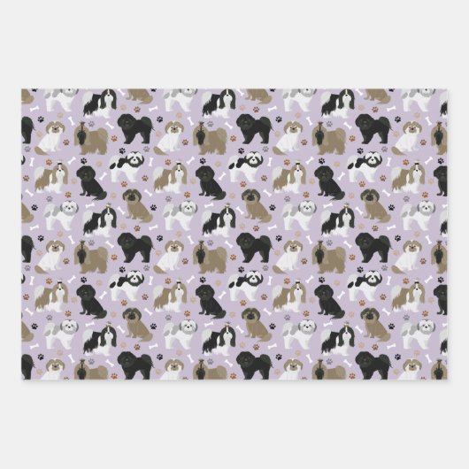 Shih Tzu Dogs Paws en Botten Inpakpapier Vel (Voorkant 3)