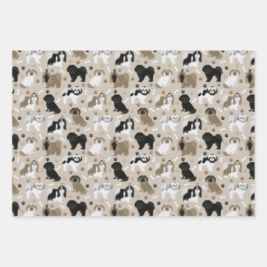 Shih Tzu Dogs Paws en Botten Inpakpapier Vel (Voorkant 2)