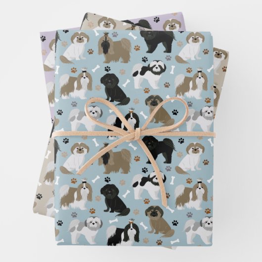 Shih Tzu Dogs Paws en Botten Inpakpapier Vel (In situ)