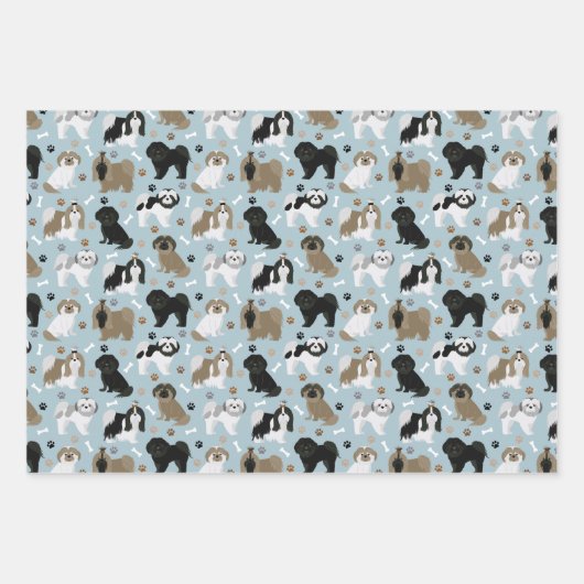 Shih Tzu Dogs Paws en Botten Inpakpapier Vel (Voorkant)