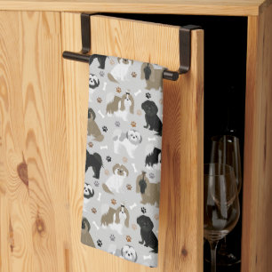 Shih Tzu Dogs Paws en Botten Kitchen Towel Theedoek