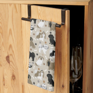 Shih Tzu Dogs Paws en Botten Kitchen Towel Theedoek