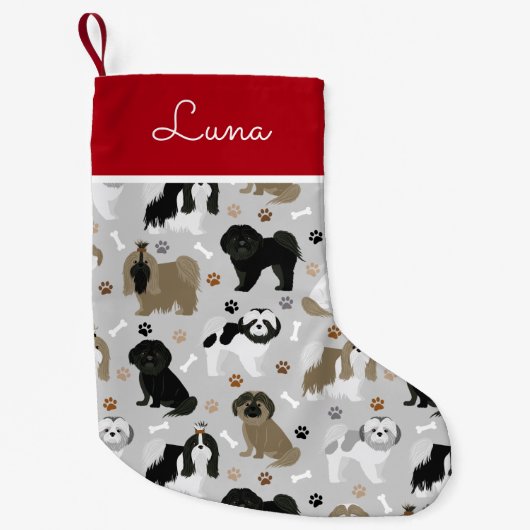 Shih Tzu Dogs Paws en Botten Kleine Kerstsok (Voorkant)