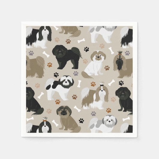 Shih Tzu Dogs Paws en Botten Napkins Servet (Voorkant)