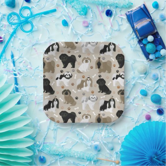 Shih Tzu Dogs Paws en Botten Paper Borden Papieren Bordje (Feest)