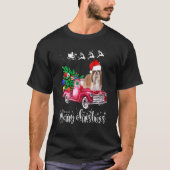 Shih Tzu Dogs Ride Red Truck Kerstmis T-shirt (Voorkant)