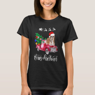 Shih Tzu Dogs Ride Red Truck Kerstmis T-shirt