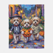 Shih Tzu Dogs Trick-or-Treating Halloween Costumes Fleece Deken (Voorkant)