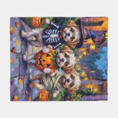 Shih Tzu Dogs Trick-or-Treating Halloween Costumes Fleece Deken (Voorkant (Horizontaal))