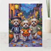 Shih Tzu Dogs Trick-or-Treating Halloween Costumes Kaart (Voorkant)