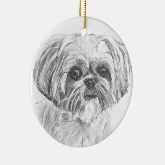 Shih Tzu Drawing Keramisch Ornament (Rechts)