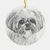 Shih Tzu Drawing Keramisch Ornament (Voorkant)