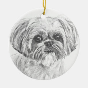 Shih Tzu Drawing Keramisch Ornament