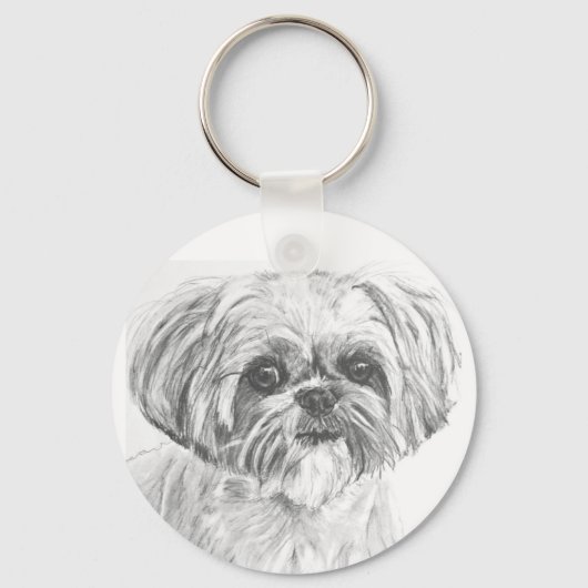 Shih Tzu Drawing Sleutelhanger (Voorkant)