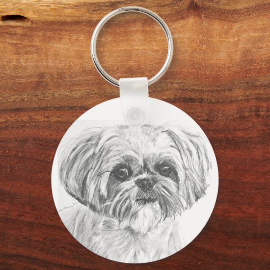 Shih Tzu Drawing Sleutelhanger (Voorkant)