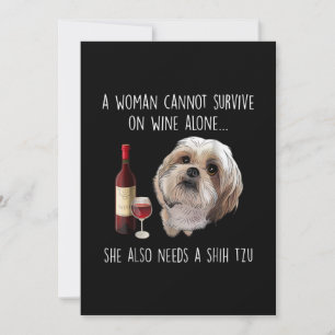 Shih Tzu   Een vrouw kan niet alleen op wijn overl Bedankkaart