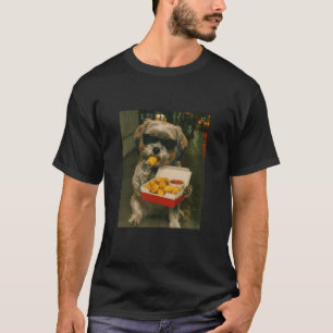 Shih Tzu Eet Kipnugget Meme Retro Stedelijk T-shirt