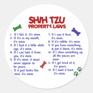 SHIH TZU Eigendomwetten 2 Ronde Sticker