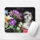 Shih tzu en bloemen muismat (Met muis)