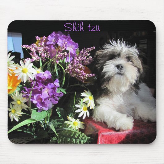 Shih tzu en bloemen muismat (Voorkant)