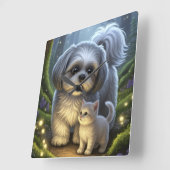 Shih Tzu en de betoverde kitten wandklok (Hoek)
