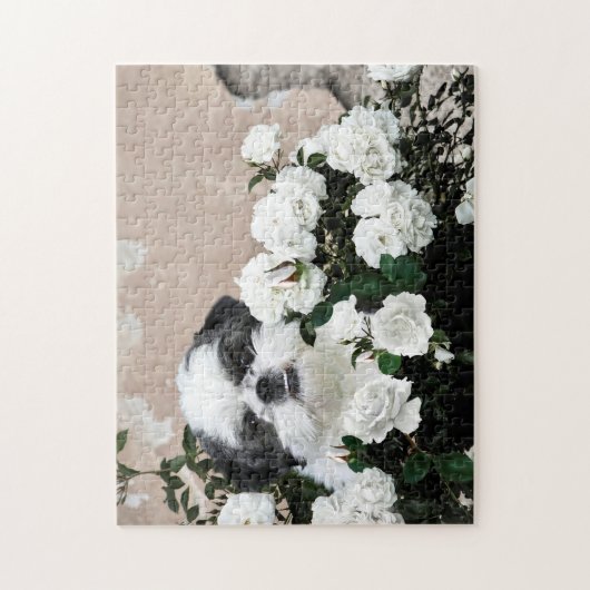 Shih Tzu en rozen Legpuzzel (Verticaal)
