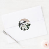 Shih Tzu en rozen Ronde Sticker (Envelop)