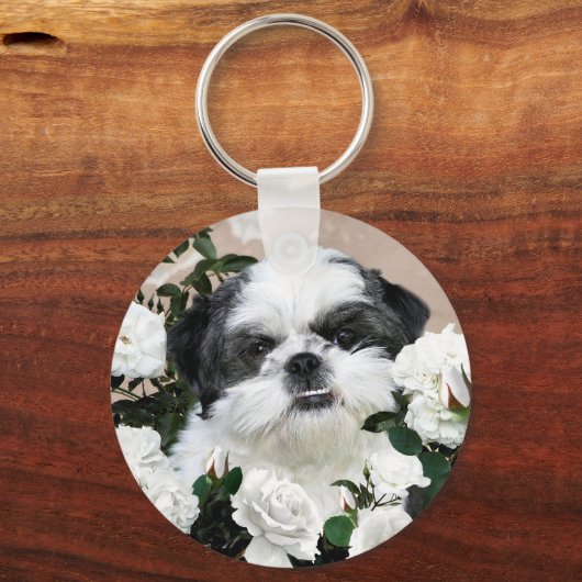 Shih Tzu en rozen Sleutelhanger (Voorkant)