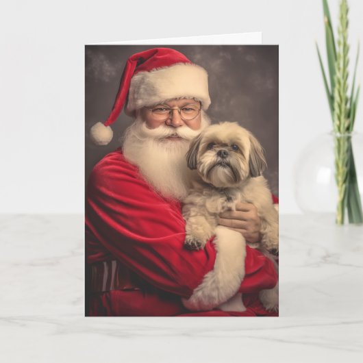 Shih Tzu en Sinterklaas Feestdagen Kaart (Voorkant)