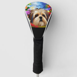 Shih Tzu Face Omringd door Flowers Golfheadcover