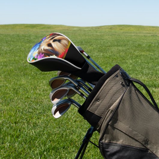 Shih Tzu Face Omringd door Flowers Golfheadcover (Insitu)