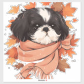 Shih Tzu Fall Dog Autumn Leaves Thanksgiving Copy Sticker (Vel)
